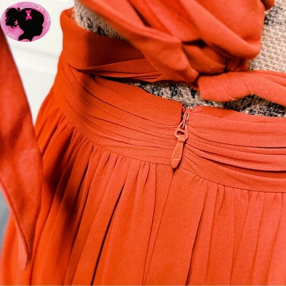 🧳 Free People Halter Criss-Cross Straps Orange-ish Formal Dress - Picture 7 of 8